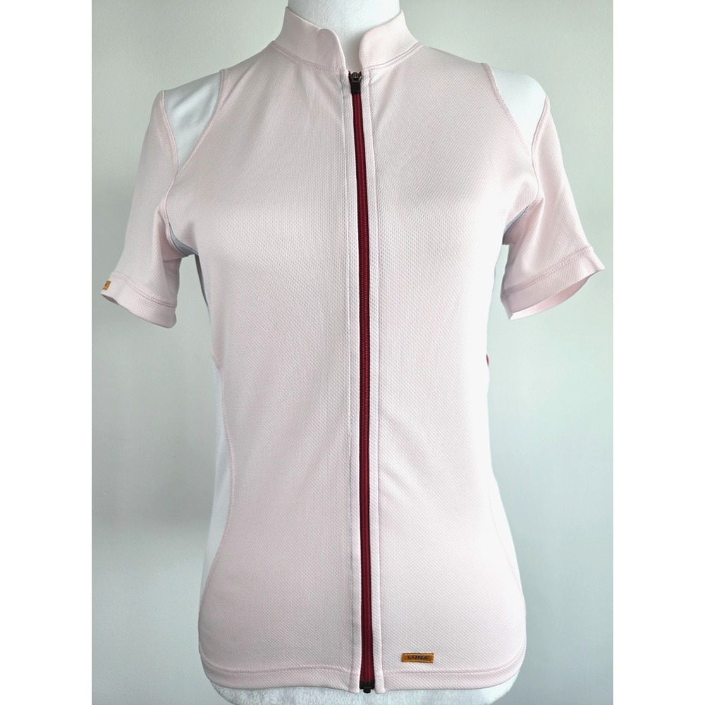 Luna Full Zip Short Sleeve Cycling Jersey Pink White W Sz M Windbreaker Pockets